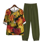 Vintage Pattern Print 2pcs Outfits for Women